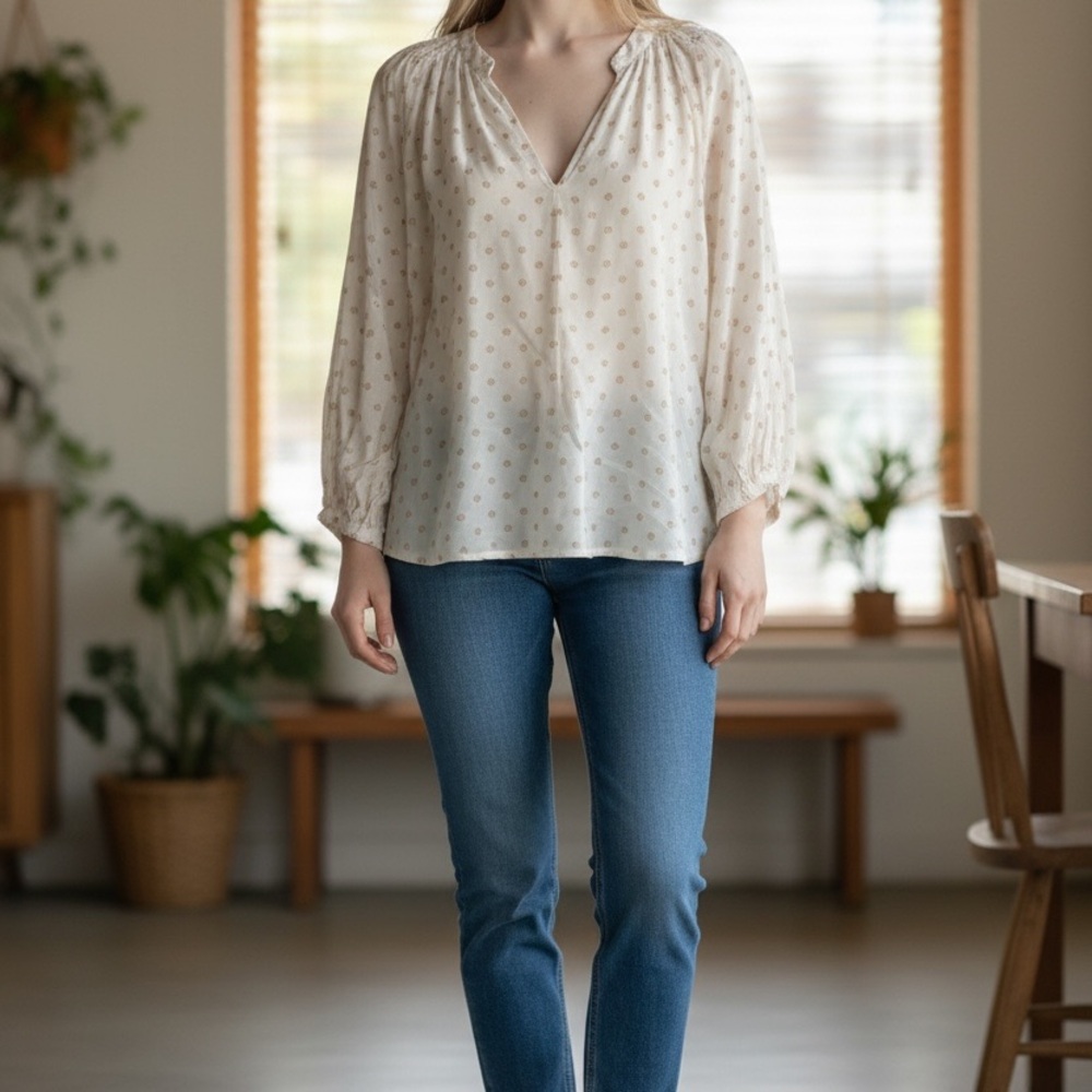 Cream Polka Dot Blouse